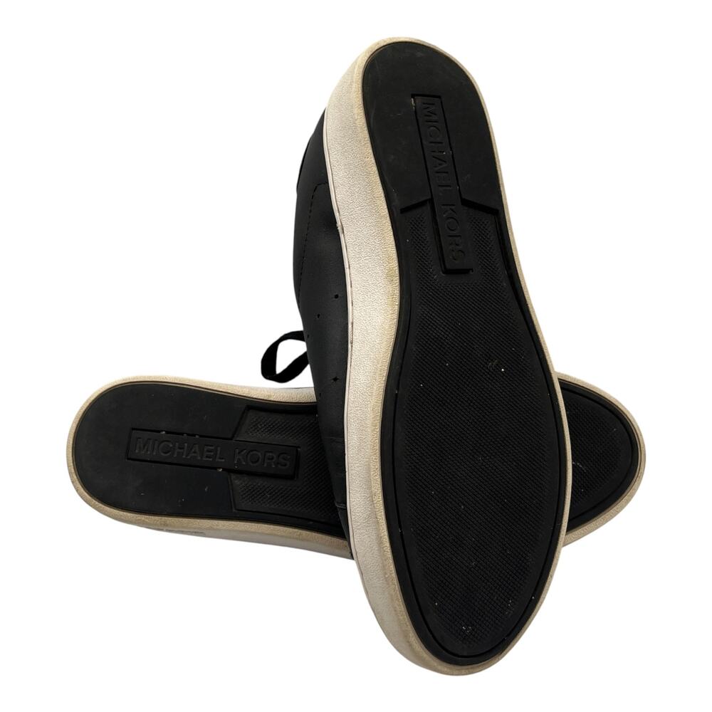 Michael Kors MK Irving Leather Low Top Sneakers Shoes Black White Size 8.5M - Picture 7 of 9